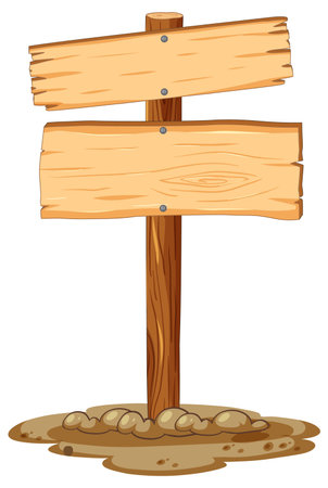 Vector cartoon illustration of an isolated wooden sign bannerのイラスト素材