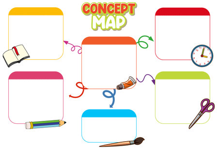Printable vector illustration of a simple student concept map