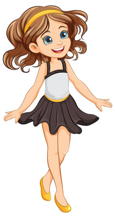 Adorable cartoon girl wearing a stylish cocktail dressのイラスト素材