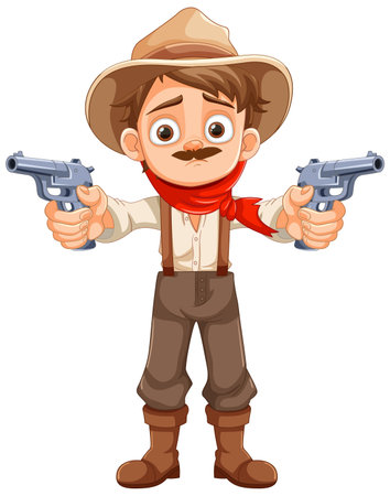 A vector cartoon character of a young cowboy dressed in country farmer clothingのイラスト素材