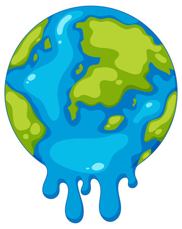 Cartoon illustration of a melting Earth sphereのイラスト素材