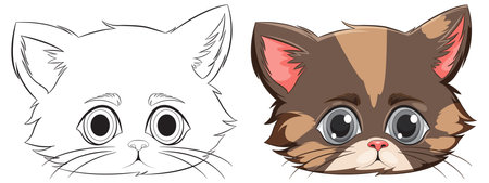 Vector drawing of a kitten, outlined and coloredのイラスト素材