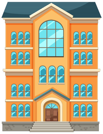 A vibrant, multi-story urban building illustration.のイラスト素材