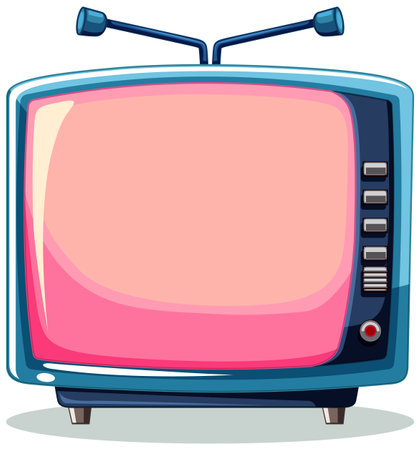 Colorful vector of a vintage TV with antennaのイラスト素材