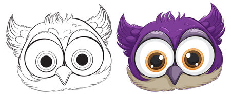 Vector graphic of an owl, outlined and coloredのイラスト素材