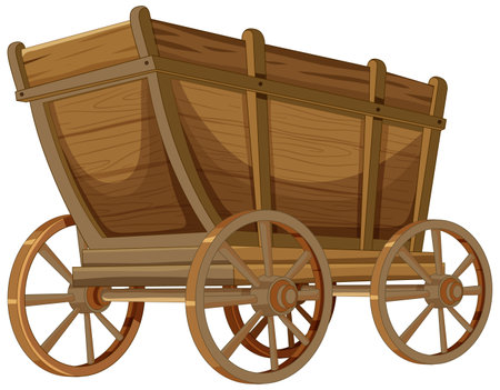 Detailed vector of an old-fashioned wooden cart.のイラスト素材