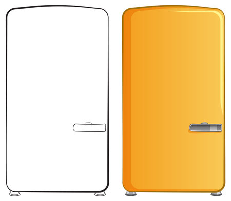 Vector illustration of vintage and contemporary fridgesのイラスト素材