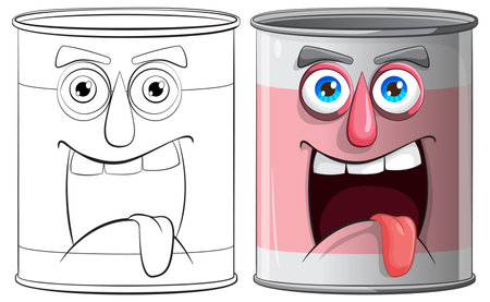 Two animated cans showing different emotions.のイラスト素材