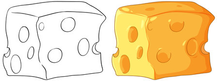 Illustration of cheese in sketch and colored form.のイラスト素材