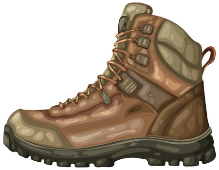 Vector graphic of a detailed, sturdy hiking boot.のイラスト素材