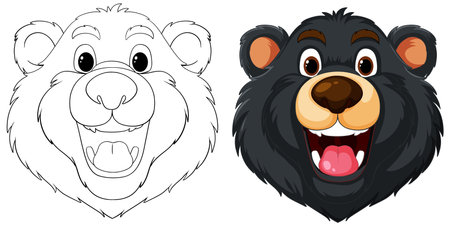 Vector graphics of a bear, outlined and coloredのイラスト素材