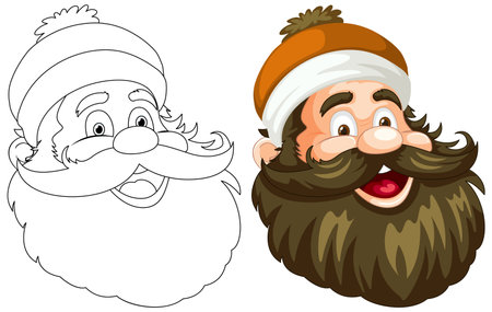 "Colorful and outlined illustrations of cheerful bearded men."のイラスト素材