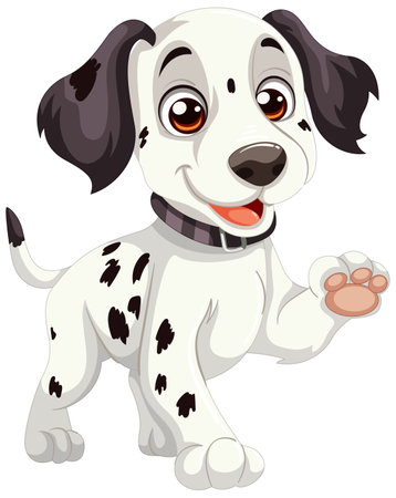Cartoon Dalmatian puppy smiling with paw upのイラスト素材