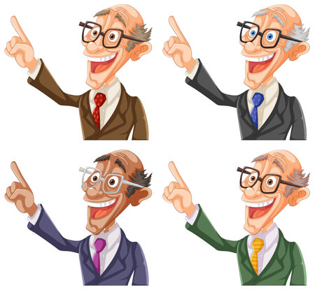 Four cartoon businessmen gesturing with enthusiasm.のイラスト素材