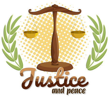 Scales of justice with olive branches on sidesのイラスト素材