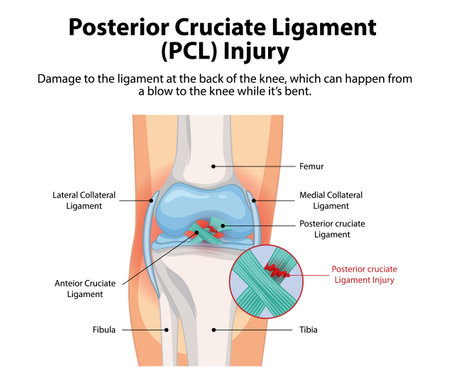 Illustration of PCL injury in the kneeのイラスト素材