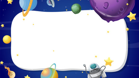 Colorful space-themed vector illustration with planets and starsのイラスト素材