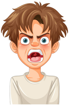 Illustration of a boy expressing angerのイラスト素材