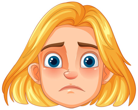 Blonde character with a sad facial expressionのイラスト素材