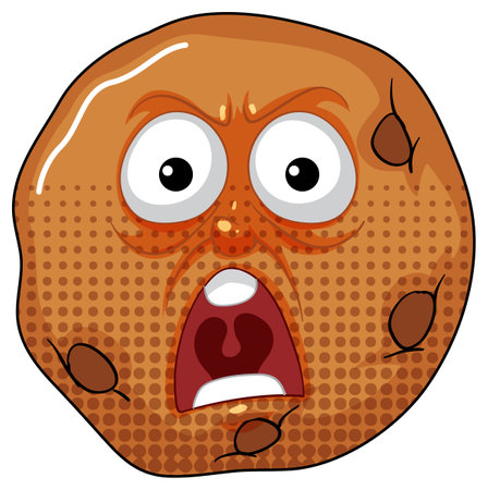 A surprised cookie with wide eyes and mouthのイラスト素材