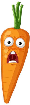 A shocked carrot with expressive eyes and mouthのイラスト素材