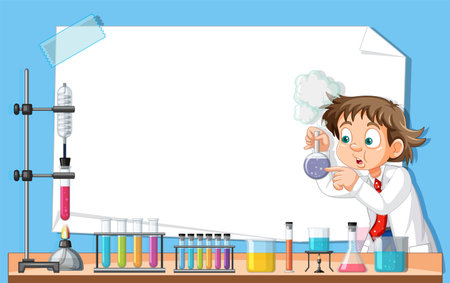 Child conducting experiment with lab equipmentのイラスト素材