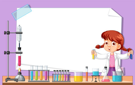 Girl conducting experiments with lab equipmentのイラスト素材