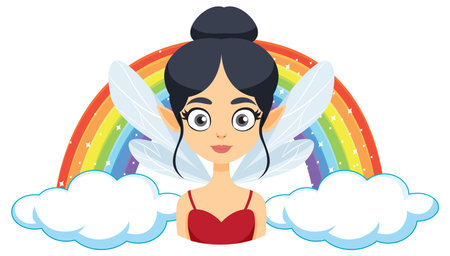 A fairy with wings and a rainbowのイラスト素材