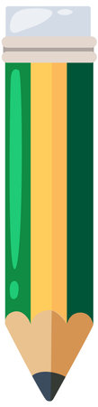 Vibrant pencil vector with eraser and sharp tipのイラスト素材