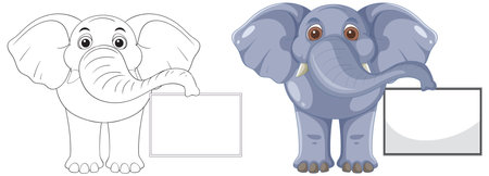 Cute elephant with a blank sign for messagesのイラスト素材