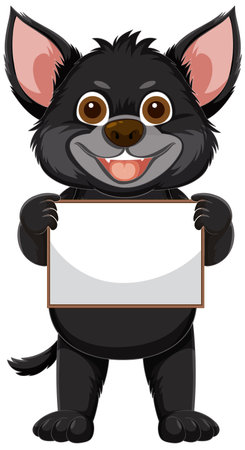 Adorable dog character with a blank signのイラスト素材