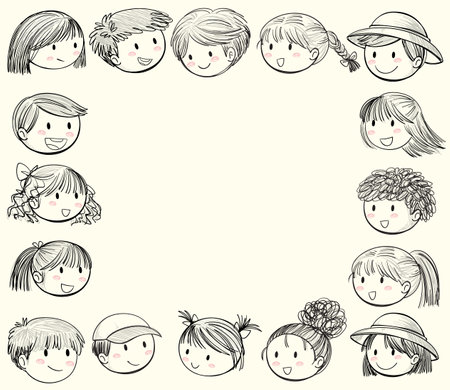 Smiling children forming a joyful circle togetherのイラスト素材