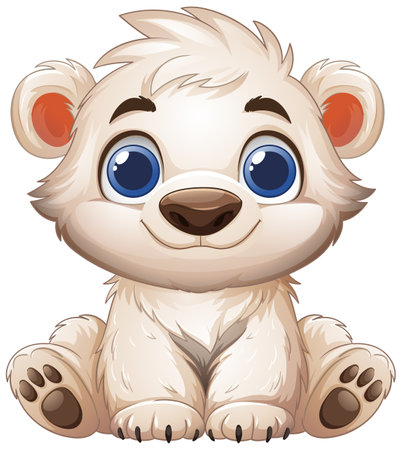 Cute cartoon polar bear with big blue eyesのイラスト素材