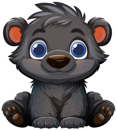 Cute cartoon bear with big blue eyesのイラスト素材