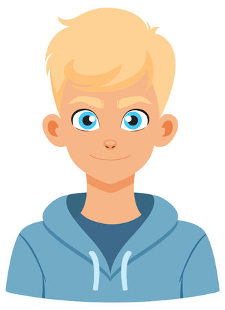 Smiling boy with blue eyes and hoodieのイラスト素材