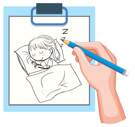 Hand drawing a peaceful sleeping child illustrationのイラスト素材