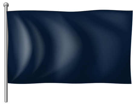 Dark blue flag with realistic shading, gentle waves, and metallic pole, isolated on white backgroundのイラスト素材