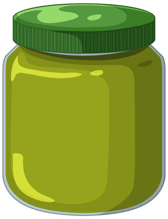 A simple vector illustration of a green glass jar with a dark green lidのイラスト素材