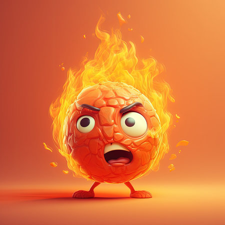 Photo illustration character fire ball isolated expressionの素材