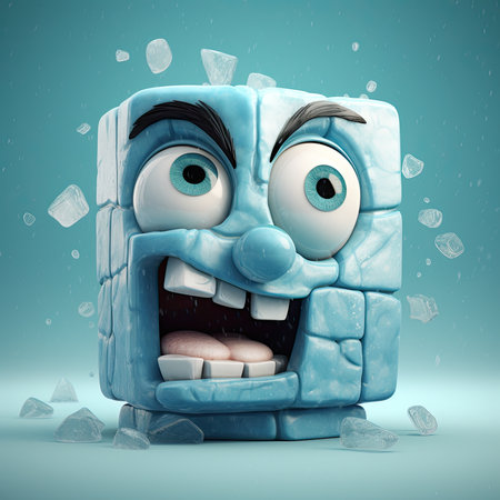 Photo illustration character block ice isolated expressionの素材