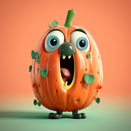Photo illustration character papaya fruit isolatedの素材