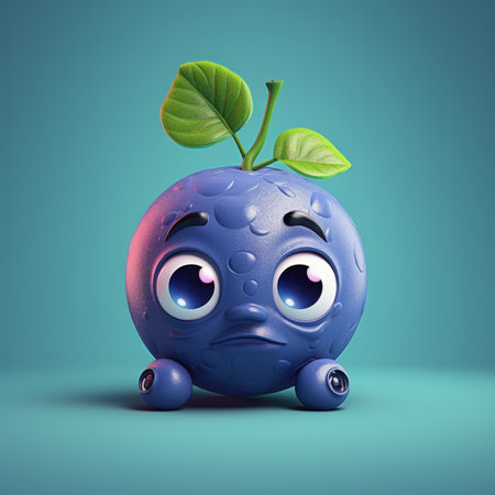 Photo illustration character blueberry fruit isolated expression standardの素材