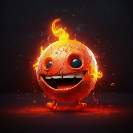 Photo illustration character fireball isolated expressionの素材