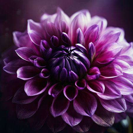 Beautiful purple dahlia flower close up macro photographyの素材