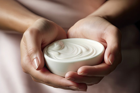Close-Up of Female Hand Embracing Beauty Creamの素材