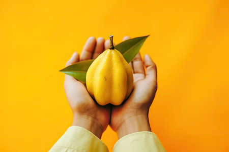 doctor promotes the delightful taste of star fruit, highlighting its juicy texture, hydrating properties, and positive impact on gut health and digestionの素材