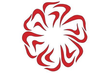 vector illustration of a red flower with black outlineのイラスト素材
