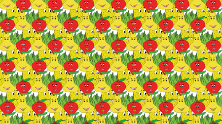 apple pear and pineapple colorful pattern on white backgroundのイラスト素材