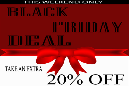 illustration for black friday flyer, poster in red and white with red bowのイラスト素材