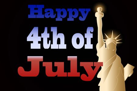4th of July greeting card with Statue of Libertyのイラスト素材